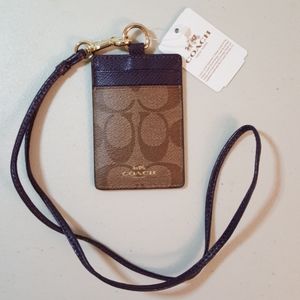 Coach ID Lanyard In Signature Canvas (NWT)